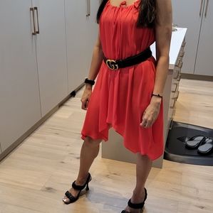Hot Coral High Low Dress